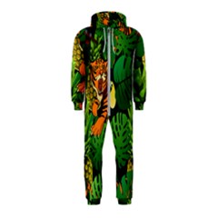 Tropical Pelican Tiger Jungle Black Hooded Jumpsuit (kids) by snowwhitegirl