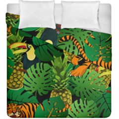 Tropical Pelican Tiger Jungle Black Duvet Cover Double Side (king Size) by snowwhitegirl