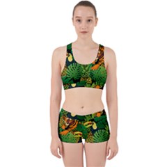 Tropical Pelican Tiger Jungle Black Work It Out Gym Set by snowwhitegirl