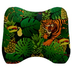 Tropical Pelican Tiger Jungle Black Velour Head Support Cushion by snowwhitegirl