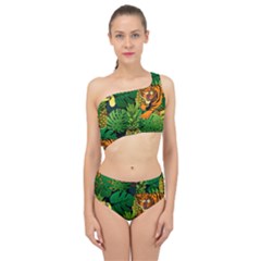 Tropical Pelican Tiger Jungle Black Spliced Up Two Piece Swimsuit by snowwhitegirl