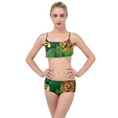 Tropical Pelican Tiger Jungle Black Layered Top Bikini Set by snowwhitegirl