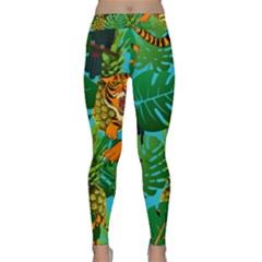 Tropical Pelican Tiger Jungle Blue Classic Yoga Leggings by snowwhitegirl