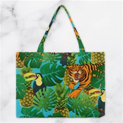 Tropical Pelican Tiger Jungle Blue Medium Tote Bag by snowwhitegirl