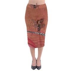 Cute Fairy Dancing On A Piano Midi Pencil Skirt by FantasyWorld7