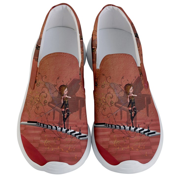 Cute Fairy Dancing On A Piano Men s Lightweight Slip Ons