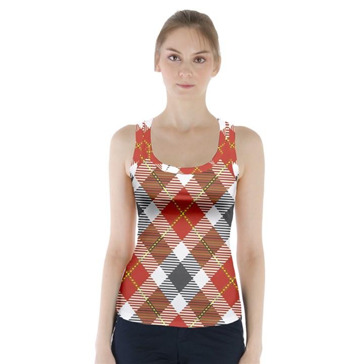 Smart Plaid Warm Colors Racer Back Sports Top