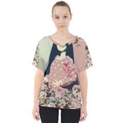 Rose Floral Doll V-neck Dolman Drape Top by snowwhitegirl