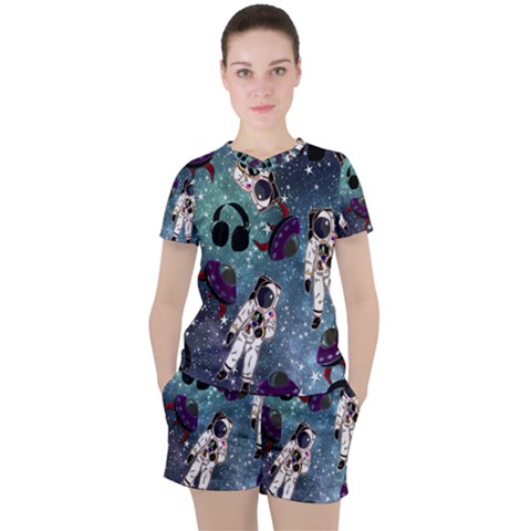 Astronaut Space Galaxy Women s Tee And Shorts Set by snowwhitegirl