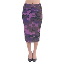 Camouflage Violet Velvet Midi Pencil Skirt by snowwhitegirl