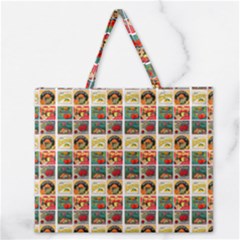 Victorian Fruit Labels Zipper Large Tote Bag by snowwhitegirl