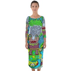 Cosmic Planet Angel Quarter Sleeve Midi Bodycon Dress by chellerayartisans