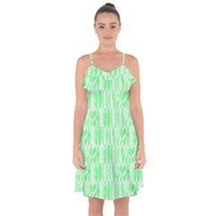 Bright Lime Green Colored Waikiki Surfboards  Ruffle Detail Chiffon Dress by PodArtist