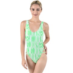 Bright Lime Green Colored Waikiki Surfboards  High Leg Strappy Swimsuit by PodArtist