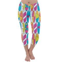 Mini Rainbow Colored Waikiki Surfboards  Capri Winter Leggings  by PodArtist