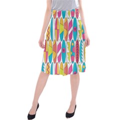 Mini Rainbow Colored Waikiki Surfboards  Midi Beach Skirt by PodArtist