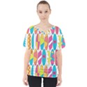 Mini Rainbow Colored Waikiki Surfboards  V-Neck Dolman Drape Top View1