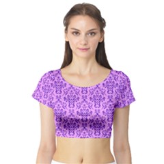 Victorian Violet Short Sleeve Crop Top by snowwhitegirl