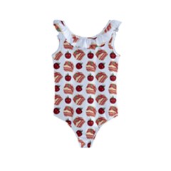 Pasta Pattern Kids  Frill Swimsuit by snowwhitegirl