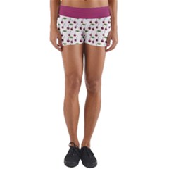 Musical Cherries Pattern Yoga Shorts by emilyzragz