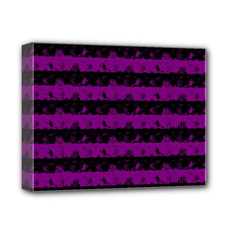 Zombie Purple And Black Halloween Nightmare Stripes  Deluxe Canvas 14  X 11  (stretched) by PodArtist