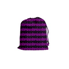 Zombie Purple And Black Halloween Nightmare Stripes  Drawstring Pouch (small) by PodArtist