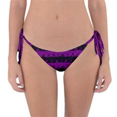 Zombie Purple And Black Halloween Nightmare Stripes  Reversible Bikini Bottom by PodArtist