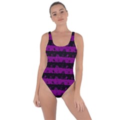 Zombie Purple And Black Halloween Nightmare Stripes  Bring Sexy Back Swimsuit by PodArtist