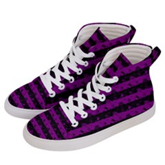 Zombie Purple And Black Halloween Nightmare Stripes  Women s Hi-top Skate Sneakers by PodArtist