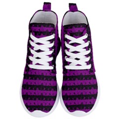 Zombie Purple And Black Halloween Nightmare Stripes  Women s Lightweight High Top Sneakers by PodArtist