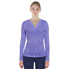 Dot Blue V-neck Long Sleeve Top by vintage2030