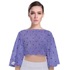 Dot Blue Tie Back Butterfly Sleeve Chiffon Top by vintage2030