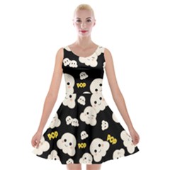 Cute Kawaii Popcorn Pattern Velvet Skater Dress by Valentinaart