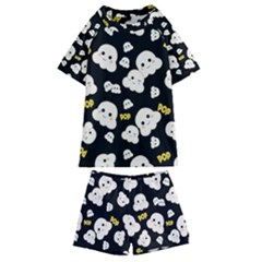 Cute Kawaii Popcorn Pattern Kids  Swim Tee And Shorts Set by Valentinaart