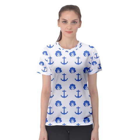 Vintage Face Anchor Blue Women s Sport Mesh Tee by snowwhitegirl