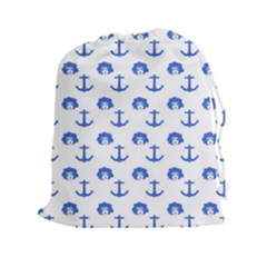 Vintage Face Anchor Blue Drawstring Pouch (xxl) by snowwhitegirl