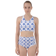 Vintage Face Anchor Blue Racer Back Bikini Set by snowwhitegirl