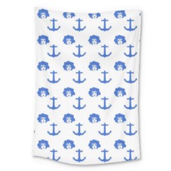 Vintage Face Anchor Blue Large Tapestry by snowwhitegirl