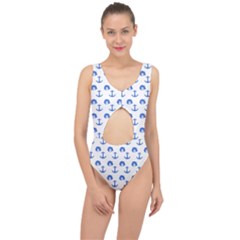 Vintage Face Anchor Blue Center Cut Out Swimsuit by snowwhitegirl