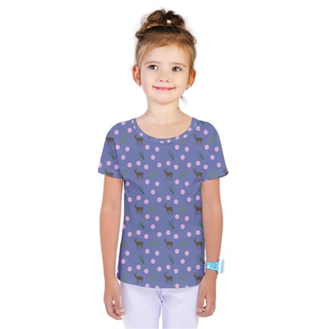 Blue Deer Pattern Kids  One Piece Tee by snowwhitegirl