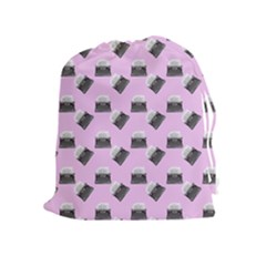 Retro Typewriter Pink Pattern Drawstring Pouch (xl) by snowwhitegirl