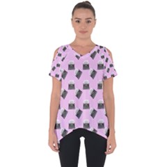 Retro Typewriter Pink Pattern Cut Out Side Drop Tee by snowwhitegirl