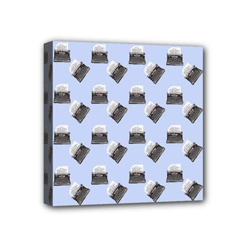 Retro Typewriter Blue Pattern Mini Canvas 4  X 4  (stretched) by snowwhitegirl