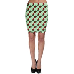 Red Roses Green Bodycon Skirt by snowwhitegirl