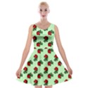 Red Roses Green Velvet Skater Dress View1