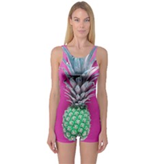 Green Pineapple One Piece Boyleg Swimsuit by snowwhitegirl