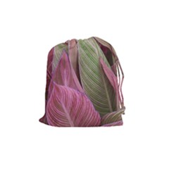 Pink Leaves Drawstring Pouch (medium) by snowwhitegirl