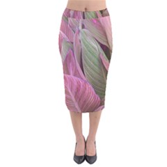 Pink Leaves Velvet Midi Pencil Skirt by snowwhitegirl