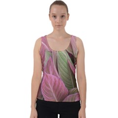 Pink Leaves Velvet Tank Top by snowwhitegirl