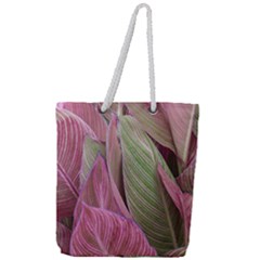 Pink Leaves Full Print Rope Handle Tote (large) by snowwhitegirl